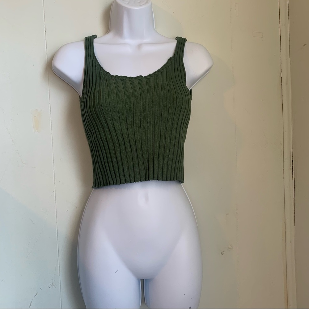 Green Ribbed Tank Top - Picture 7 of 10